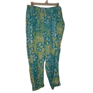 Weekend Traffic Womens Floral Loose Fit Pants Summer Tropical Vacation XL Rayon